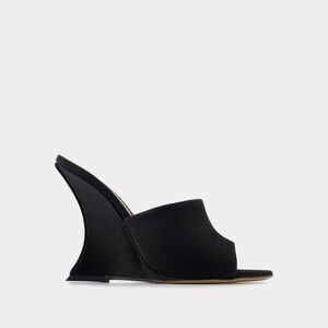 PARIS TEXAS Women's Sculptural Wedge Mules Women BLACK Pumps